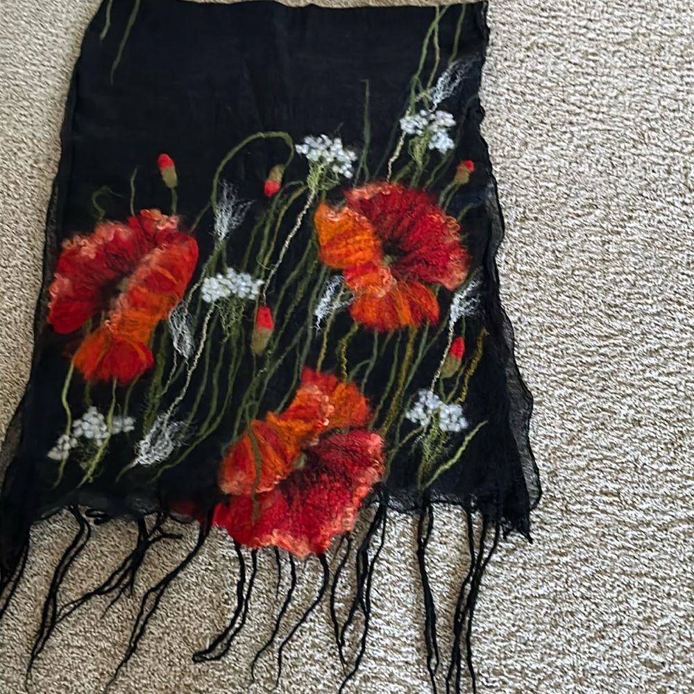 Hand made poppy scarf